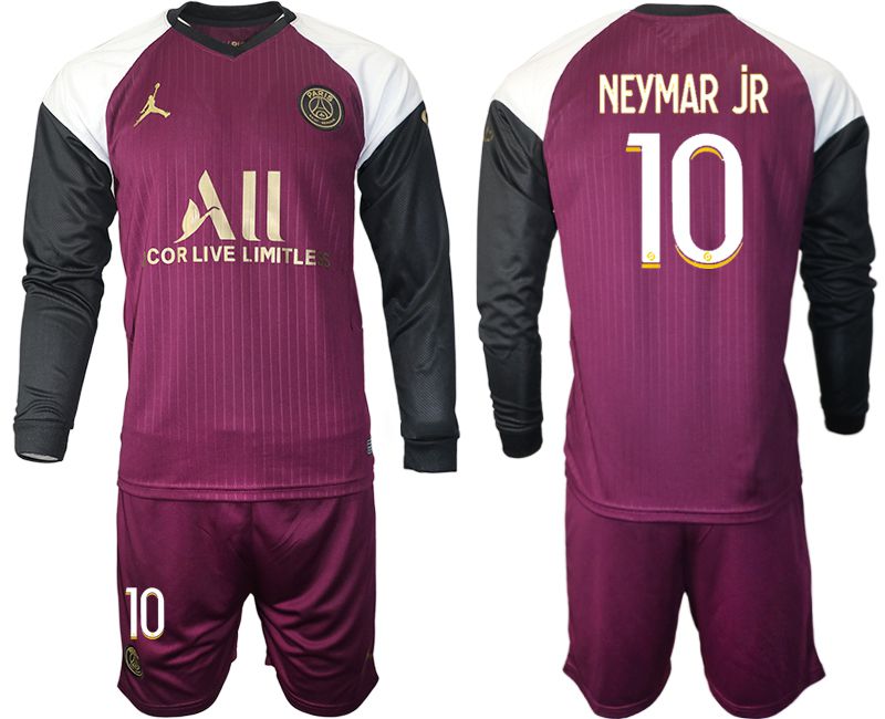 Men 2020-2021 club Paris St German Jordan white long sleeves #10 Soccer Jerseys->paris st german jersey->Soccer Club Jersey